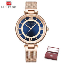 Load image into Gallery viewer, MINIFOCUS Brand Women Watches Waterproof Rose Gold Stainless Steel Mesh Strap Luxury Fashion Quartz Ladys Watch Relogio Feminino