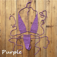 Load image into Gallery viewer, 13 Color Hand Crochet Sunbathing Hot Bikini Women Sexy Micro Swimwear Mini Lingerie Sets