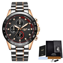 Load image into Gallery viewer, LIGE New Fashion Casual Mens Watches Top Brand Luxury Blue Watch Stainless Steel Sport Waterproof Quartz Watch Men Reloj Hombre
