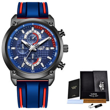Load image into Gallery viewer, LIGE New Creative Design Blue Watches Men Luxury Quartz Wristwatch Stainless Steel Chronograph Sport Men Watch Relogio Masculino