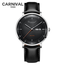 Load image into Gallery viewer, MIYOTA Movement Mechanical Watches Top Brand CARNIVAL Fashion Automatic Watch Men Calendar Week Waterproof Leather Band Sapphire