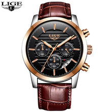 Load image into Gallery viewer, 2020 LIGE Mens Watches Top Brand Luxury Business Quartz Wristwatch Men Casual Leather Waterproof Soprts Watch Relogio Masculino