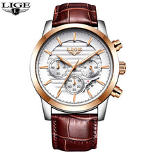 Load image into Gallery viewer, 2020 LIGE Mens Watches Top Brand Luxury Business Quartz Wristwatch Men Casual Leather Waterproof Soprts Watch Relogio Masculino