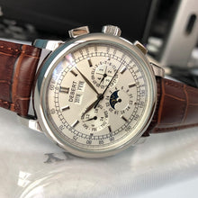Load image into Gallery viewer, Top Brand 42mm Debert mechanical wristwatches moon Phase White Dial Silver Year Day Month Week 316L SS Case Automatic watch men