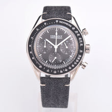 Load image into Gallery viewer, corgeut 40MM mens 24-hour multi-function stainless steel chronograph quartz watch часы мужские leather sport relogio masculino