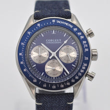 Load image into Gallery viewer, corgeut 40MM mens 24-hour multi-function stainless steel chronograph quartz watch часы мужские leather sport relogio masculino