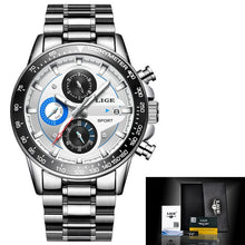 Load image into Gallery viewer, LIGE Fashion Quartz Sport Watch Men Business Full Steel Clock Mens Watches Top Brand Luxury Waterproof Watch Relogio Masculino