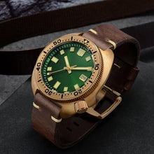 Load image into Gallery viewer, San Martin Abalone Bronze Diver Watches Men Mechanical Watch Luminous Water Resistant 200M Leather Strap Stylish Relojes часы