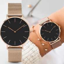 Load image into Gallery viewer, Fashion Women Watches Ultra Thin Stainless Steel Mesh Belt Quartz Wrist Watch Ladies Dress Watch Classic Rose Gold Clock Casual