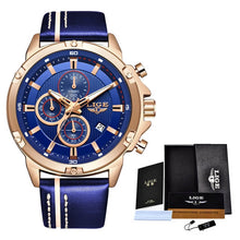 Load image into Gallery viewer, 2020 LIGE New Mens Watches Top Brand Luxury Big Dial Military Quartz Watch Leather Waterproof Sport Wrist watch Men Reloj Hombre