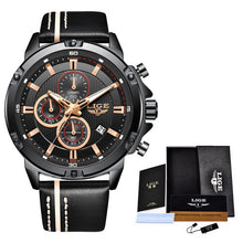 Load image into Gallery viewer, 2020 LIGE New Mens Watches Top Brand Luxury Big Dial Military Quartz Watch Leather Waterproof Sport Wrist watch Men Reloj Hombre