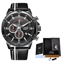 Load image into Gallery viewer, 2020 LIGE New Mens Watches Top Brand Luxury Big Dial Military Quartz Watch Leather Waterproof Sport Wrist watch Men Reloj Hombre