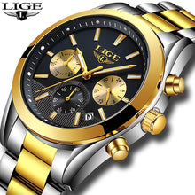 Load image into Gallery viewer, 2020 New LIGE Watches Mens Military Waterproof Top Brand Watches Stainless Steel Quartz Clock Man Full Steel Wrist Watch Relogio
