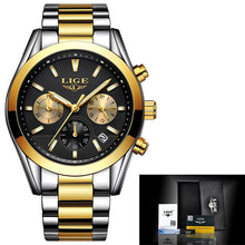 Load image into Gallery viewer, 2020 New LIGE Watches Mens Military Waterproof Top Brand Watches Stainless Steel Quartz Clock Man Full Steel Wrist Watch Relogio
