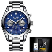 Load image into Gallery viewer, 2020 New LIGE Watches Mens Military Waterproof Top Brand Watches Stainless Steel Quartz Clock Man Full Steel Wrist Watch Relogio