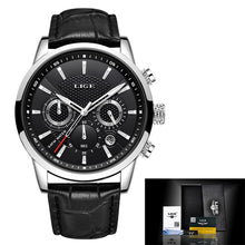 Load image into Gallery viewer, 2020 New Mens Watches LIGE Top Brand Leather Chronograph Waterproof Sport Automatic Date Quartz Watch For Men Relogio Masculino