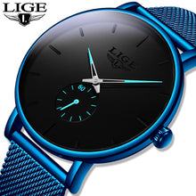 Load image into Gallery viewer, Relogio Masculino LIGE 2020 New Fashion Blue Mens Watches Top Brand Luxury Waterproof Simple Ultra-Thin Watch Men Quartz Clock