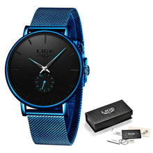 Load image into Gallery viewer, Relogio Masculino LIGE 2020 New Fashion Blue Mens Watches Top Brand Luxury Waterproof Simple Ultra-Thin Watch Men Quartz Clock