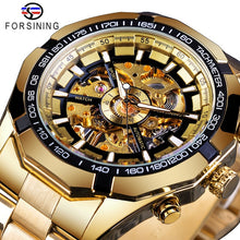 Load image into Gallery viewer, Forsining 2019 Stainless Steel Waterproof Mens Skeleton Watches Top Brand Luxury Transparent Mechanical Sport Male Wrist Watches