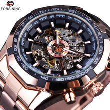 Load image into Gallery viewer, Forsining 2019 Stainless Steel Waterproof Mens Skeleton Watches Top Brand Luxury Transparent Mechanical Sport Male Wrist Watches