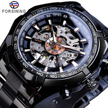 Load image into Gallery viewer, Forsining 2019 Stainless Steel Waterproof Mens Skeleton Watches Top Brand Luxury Transparent Mechanical Sport Male Wrist Watches