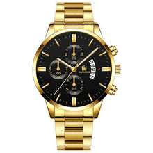 Load image into Gallery viewer, Men luxury business Military Quartz watch golden stainless steel band men watches Date calendar male clock Relogio direct watch