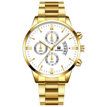 Load image into Gallery viewer, Men luxury business Military Quartz watch golden stainless steel band men watches Date calendar male clock Relogio direct watch