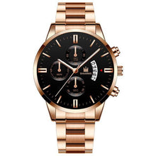 Load image into Gallery viewer, Men luxury business Military Quartz watch golden stainless steel band men watches Date calendar male clock Relogio direct watch
