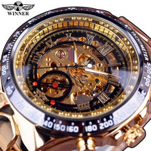 Load image into Gallery viewer, Winner Mechanical Sport Design Bezel Golden Watch Mens Watches Top Brand Luxury Montre Homme Clock Men Automatic Skeleton Watch