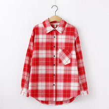 Load image into Gallery viewer, 2020 Fashion Women Plaid Shirt Chic Checked Blouse Long Sleeve Female Casual Print Shirts Loose Cotton Tops Blusas