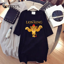 Load image into Gallery viewer, 2020 Women T-shirt Dress The Lion King Simba Cartoon Print Tee Summer O Neck Short Sleeve Harajuku Tshirt Mini Dress Vestidos
