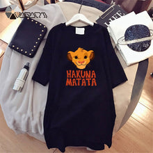 Load image into Gallery viewer, 2020 Women T-shirt Dress The Lion King Simba Cartoon Print Tee Summer O Neck Short Sleeve Harajuku Tshirt Mini Dress Vestidos