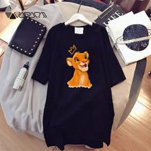 Load image into Gallery viewer, 2020 Women T-shirt Dress The Lion King Simba Cartoon Print Tee Summer O Neck Short Sleeve Harajuku Tshirt Mini Dress Vestidos