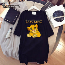 Load image into Gallery viewer, 2020 Women T-shirt Dress The Lion King Simba Cartoon Print Tee Summer O Neck Short Sleeve Harajuku Tshirt Mini Dress Vestidos