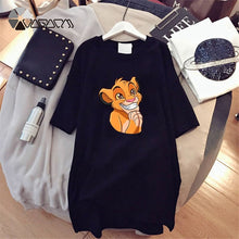 Load image into Gallery viewer, 2020 Women T-shirt Dress The Lion King Simba Cartoon Print Tee Summer O Neck Short Sleeve Harajuku Tshirt Mini Dress Vestidos