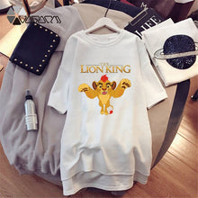 Load image into Gallery viewer, 2020 Women T-shirt Dress The Lion King Simba Cartoon Print Tee Summer O Neck Short Sleeve Harajuku Tshirt Mini Dress Vestidos