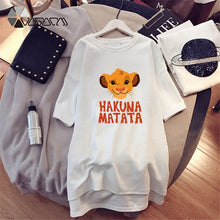 Load image into Gallery viewer, 2020 Women T-shirt Dress The Lion King Simba Cartoon Print Tee Summer O Neck Short Sleeve Harajuku Tshirt Mini Dress Vestidos