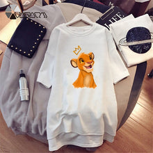 Load image into Gallery viewer, 2020 Women T-shirt Dress The Lion King Simba Cartoon Print Tee Summer O Neck Short Sleeve Harajuku Tshirt Mini Dress Vestidos