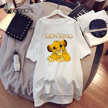 Load image into Gallery viewer, 2020 Women T-shirt Dress The Lion King Simba Cartoon Print Tee Summer O Neck Short Sleeve Harajuku Tshirt Mini Dress Vestidos