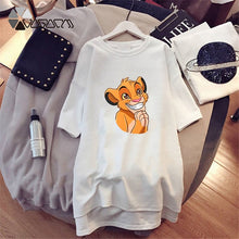 Load image into Gallery viewer, 2020 Women T-shirt Dress The Lion King Simba Cartoon Print Tee Summer O Neck Short Sleeve Harajuku Tshirt Mini Dress Vestidos