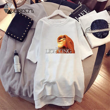 Load image into Gallery viewer, 2020 Women T-shirt Dress The Lion King Simba Cartoon Print Tee Summer O Neck Short Sleeve Harajuku Tshirt Mini Dress Vestidos