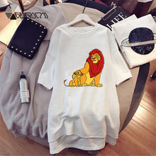 Load image into Gallery viewer, 2020 Women T-shirt Dress The Lion King Simba Cartoon Print Tee Summer O Neck Short Sleeve Harajuku Tshirt Mini Dress Vestidos