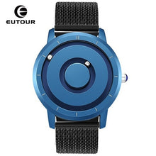 Load image into Gallery viewer, Creative Eutour Watch Blue Rose Gold Black Sliver Magnetic Ball Metal Multinational Watches Man Rubber Sports Clock Male Reloj