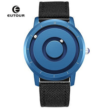 Load image into Gallery viewer, Creative Eutour Watch Blue Rose Gold Black Sliver Magnetic Ball Metal Multinational Watches Man Rubber Sports Clock Male Reloj
