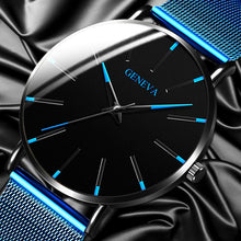 Load image into Gallery viewer, GENENA Luxury Men‘s Watch Fashion Mens Watches Brand Blue Mesh Belt Business Watch Men Quartz Wristwatch Clock Relogio Masculino
