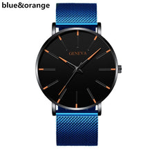 Load image into Gallery viewer, GENENA Luxury Men‘s Watch Fashion Mens Watches Brand Blue Mesh Belt Business Watch Men Quartz Wristwatch Clock Relogio Masculino