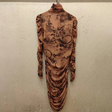 Load image into Gallery viewer, TWOTWINSTYLE Print Hit Color Ruched Dresses For Women Turtleneck Long Sleeve Sexy Slim Mini Dress Female 2020 Fashion Summer New