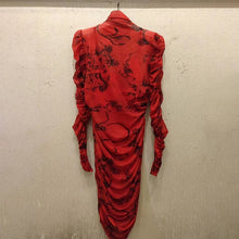 Load image into Gallery viewer, TWOTWINSTYLE Print Hit Color Ruched Dresses For Women Turtleneck Long Sleeve Sexy Slim Mini Dress Female 2020 Fashion Summer New