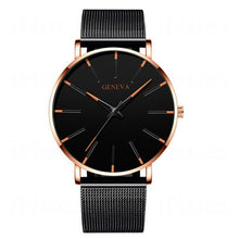 Load image into Gallery viewer, Men's Fashion Ultra Thin Watches Simple Men Business Stainless Steel Mesh Belt Quartz Watch Leather Strap Gift for Boyfriend