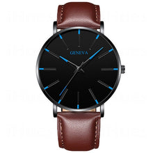 Load image into Gallery viewer, Men's Fashion Ultra Thin Watches Simple Men Business Stainless Steel Mesh Belt Quartz Watch Leather Strap Gift for Boyfriend